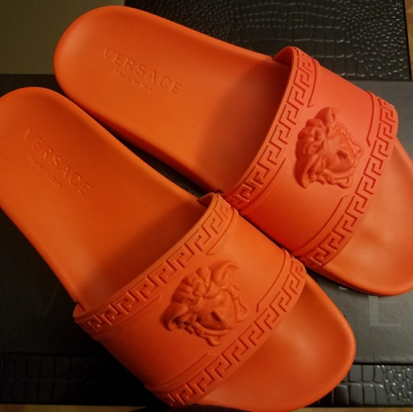 orange versace slides